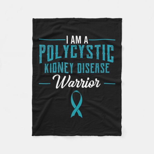 Nierenerkrankung Pkd Warrior Pckd Bewusstsein Aqua Fleecedecke (Vorderseite)