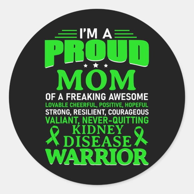 Nierenerkrankungen Sensibilisierung für grüne Mama Runder Aufkleber (Vorderseite)