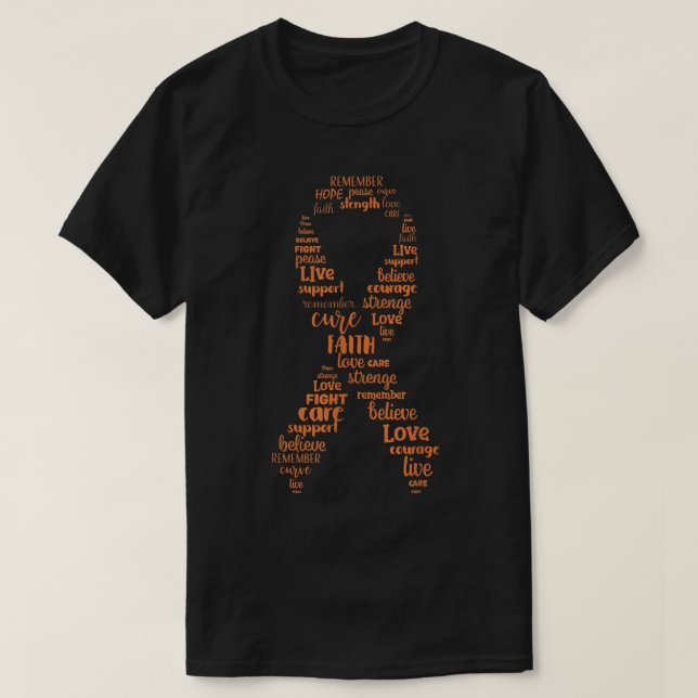 Nierenkrebs Bewusstsein Orange Ribbon T-Shirt (Design vorne)