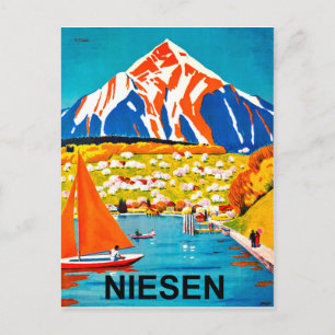 Niesen, Bergspitze über dem See, Schweiz Postkarte