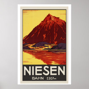 Niesen Schweiz Vintage Reiseplakat - Gerahmt Poster