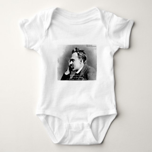 Nietzsche "A Why" Wisdom Quote Geschenke & Cards Baby Strampler (Vorderseite)