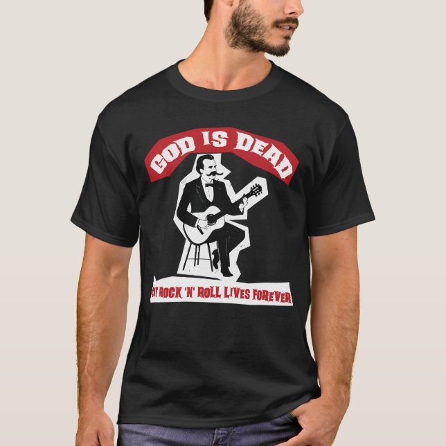 Nietzsche Gitarre Gott ist tot T-Shirt (Vorderseite)