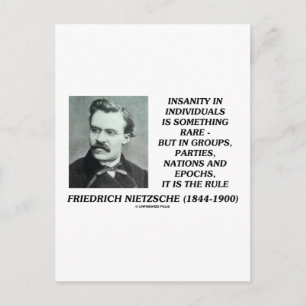 Nietzsche Insanity Selten in individuellem Zitat Postkarte