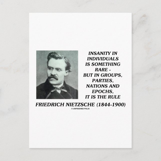 Nietzsche Insanity Selten in individuellem Zitat Postkarte (Vorderseite)