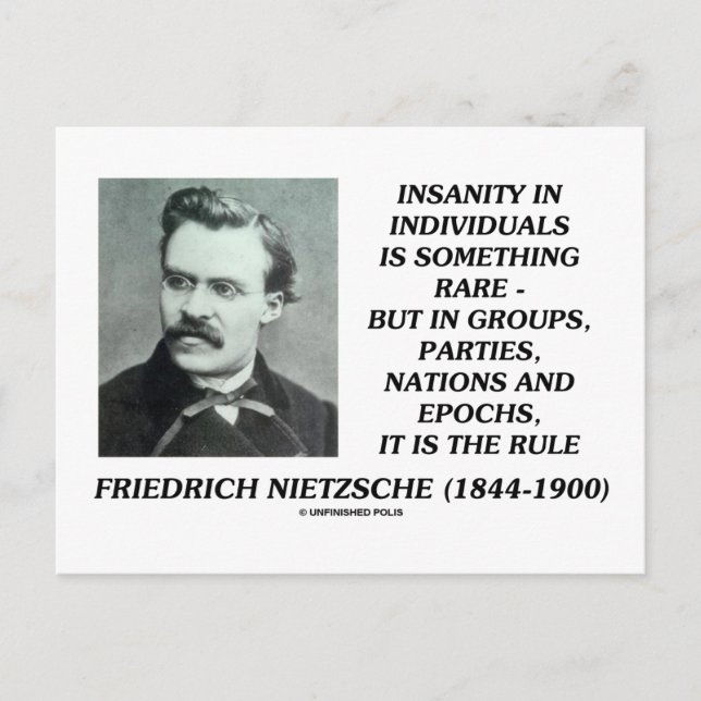 Nietzsche Insanity Selten in individuellem Zitat Postkarte (Vorderseite)