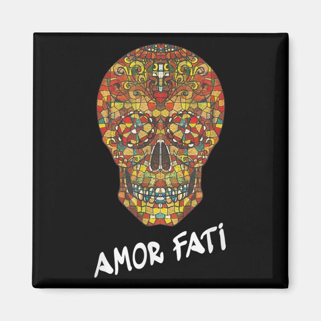 Nietzsche Stoic Quote Philosopher Sugar Skull Amor Magnet (Vorne)