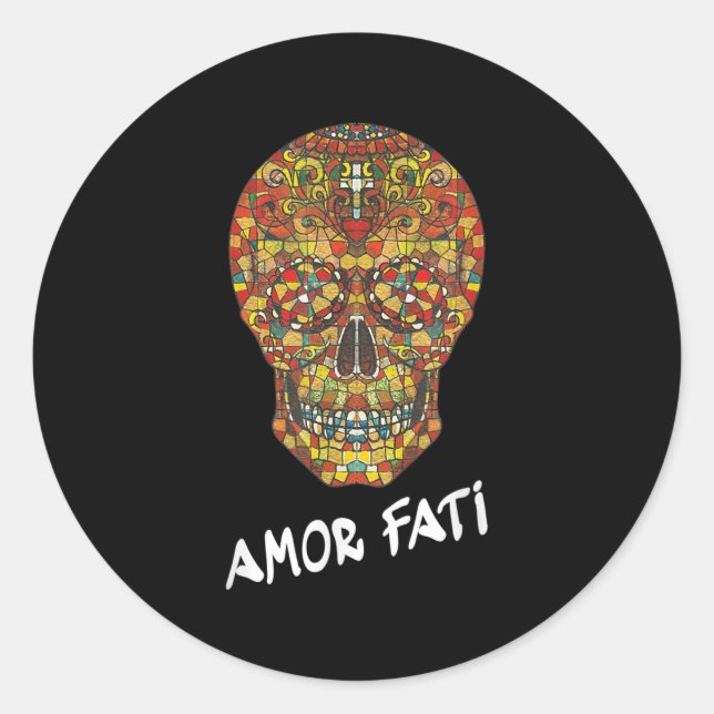 Nietzsche Stoic Quote Philosopher Sugar Skull Amor Runder Aufkleber (Vorderseite)