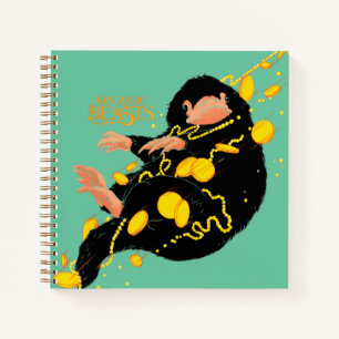 Niffler schwimmend mit Gold Notizbuch