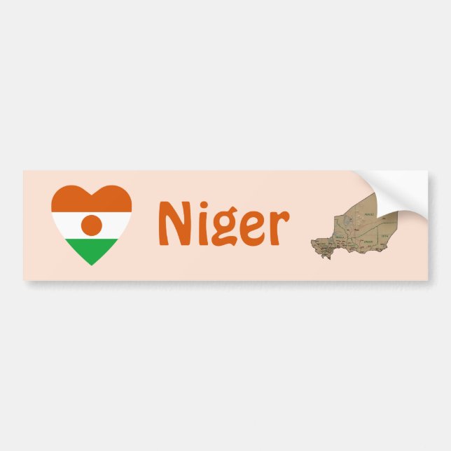 Niger Flag Herz + Karte Autoaufkleber (Vorne)