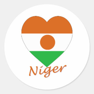 Niger Flag Herz Runder Aufkleber