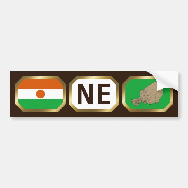 Niger Flag Map Code Autoaufkleber (Vorne)