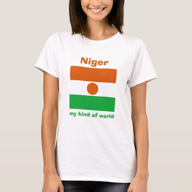 Niger-Flagge + Karte + Text-T - Shirt (Vorderseite)