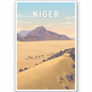 Niger Illustration Reise Kunst Vintage Aufkleber