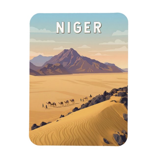 Niger Illustration Reise Kunst Vintage Magnet (Vertikal)