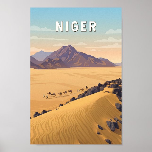 Niger Illustration Reise Kunst Vintage Poster (Vorne)