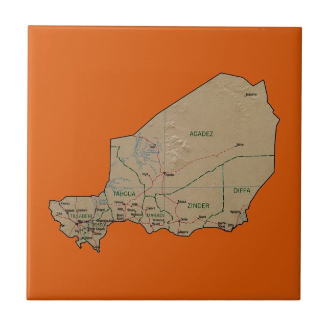 Niger Map Tile Fliese (Vorderseite)