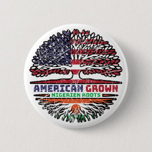 Niger Nigerien American USA Tree Roots Flag Button