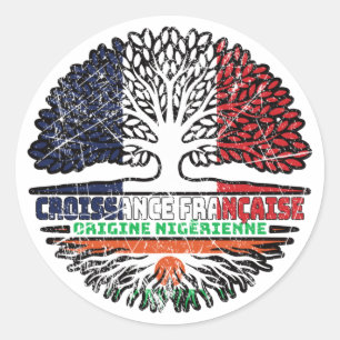 Niger Nigerien Französisch-Frankreich Tree Roots F Runder Aufkleber