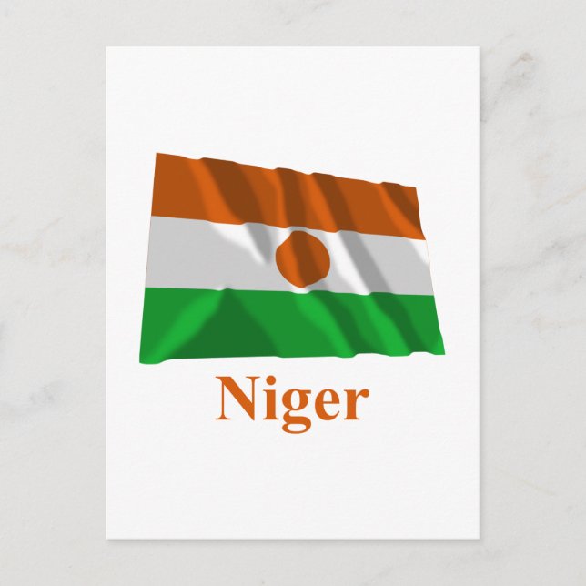 Niger Waving Flag mit Namen Postkarte (Vorderseite)
