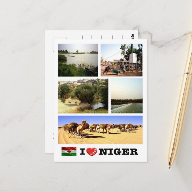 Niger - Wellenflagge - Postkarte (Vorderseite/Rückseite Beispiel)