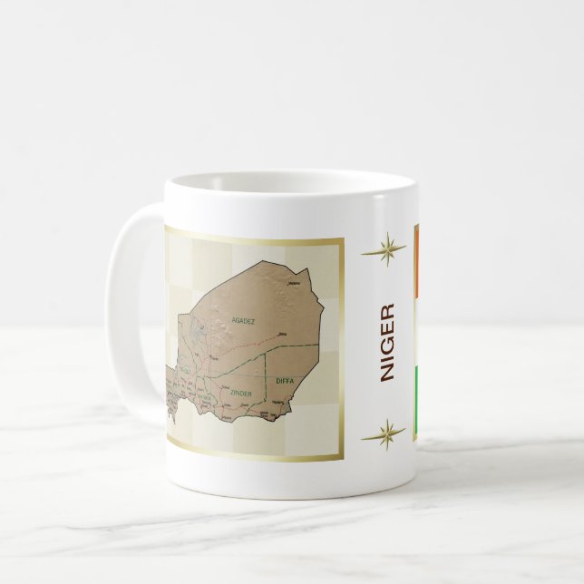 Nigerflagge + Karte Tasse (Vorderseite Links)