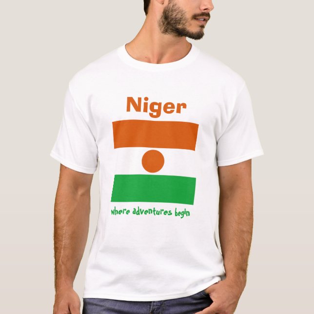 Nigerflagge + Karte + Text-T - Shirt (Vorderseite)