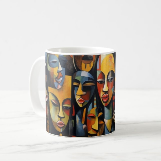 Nigeria Abstrakte Kunst, Afrika, afrikanische Kuns Kaffeetasse (Vorderseite Links)