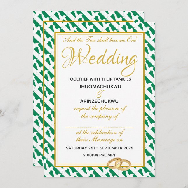 NIGERIA Christliche Schrift Naija Wedding Einladung (Vorne/Hinten)