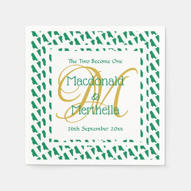 NIGERIA Custom Monogram Wedding Celebration Paper Serviette (Vorderseite)