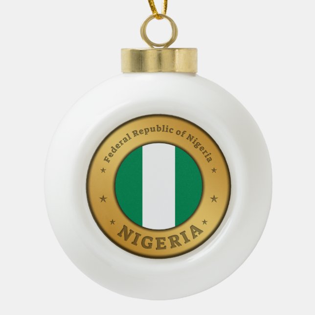 Nigeria Flag Badge Keramik Kugel-Ornament (Vorderseite)