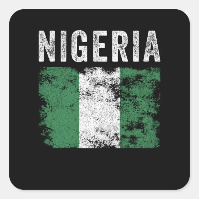 Nigeria Flag erschüttert - nigerianische Flagge Quadratischer Aufkleber (Vorderseite)