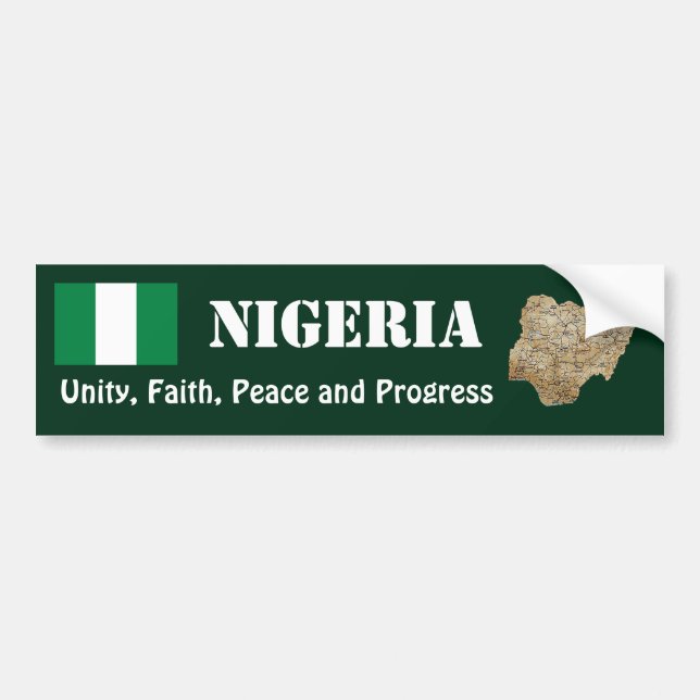 Nigeria Flag + Karte Autoaufkleber (Vorne)