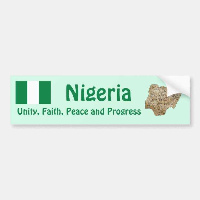 Nigeria Flag + Karte Autoaufkleber (Vorne)