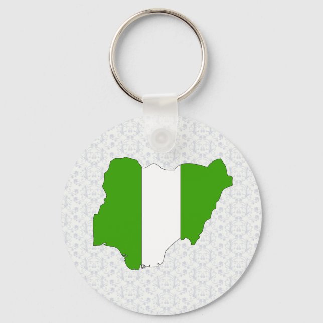 Nigeria Flag Karte Schlüsselanhänger (Vorderseite)