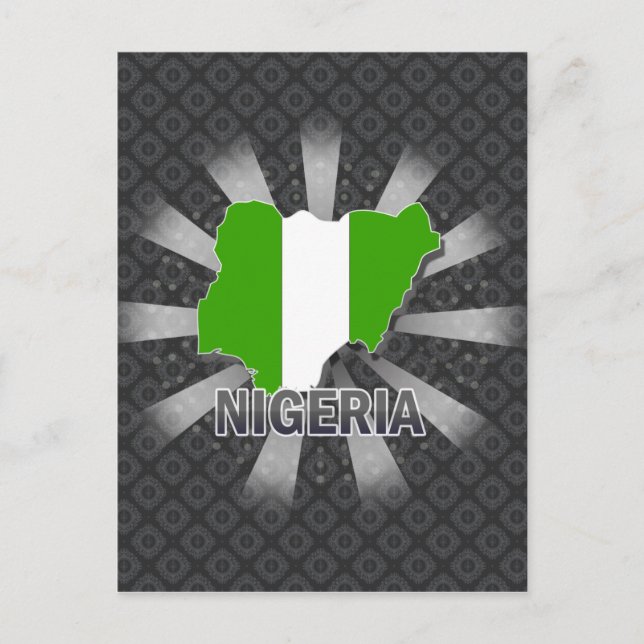 Nigeria Flag Map 2.0 Postkarte (Vorderseite)