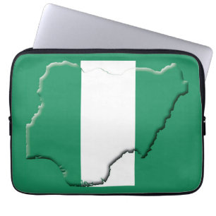 NIGERIA Flag Map Patriotic Computer GREEN Laptopschutzhülle