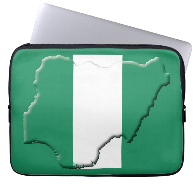 NIGERIA Flag Map Patriotic Computer GREEN Laptopschutzhülle (Vorderseite)