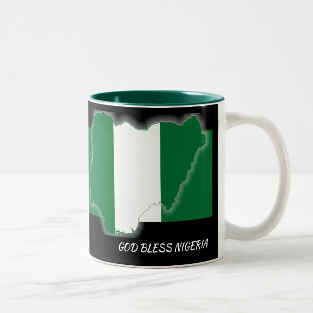 NIGERIA FLAG MAP-Skript individuell Zweifarbige Tasse (Rechts)