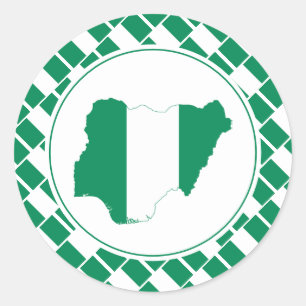 NIGERIA FLAG Nigerian Map Stilvoll Patriotic Runder Aufkleber