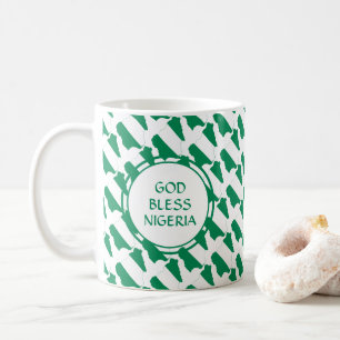 NIGERIA Flag Patriotic Custom Monogram GOSE BLESS Kaffeetasse