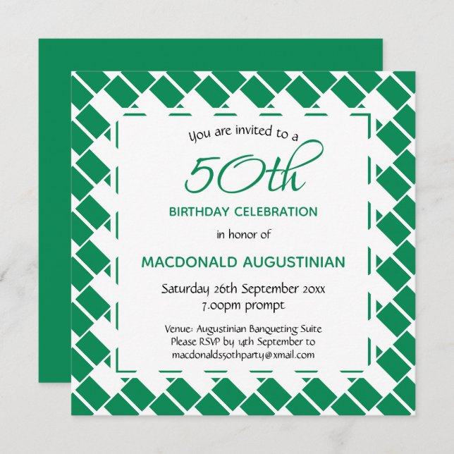 NIGERIA FLAG Personalisiert 50. Geburtstag Einladung (Vorne/Hinten)