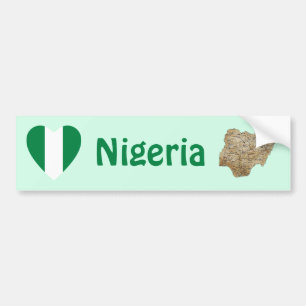Nigeria-Flagge Herz + Karte Aufkleber Autoaufkleber
