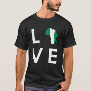 Nigeria-Flagge Liebe Afrika Kontinent Silhouette f T-Shirt