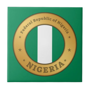 Nigeria-Flaggenabzeichen Fliese