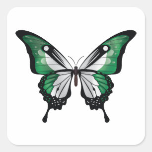 Nigeria Frack Butterfly Flag Quadratischer Aufkleber