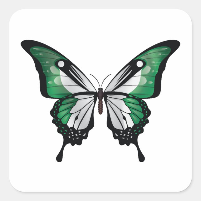 Nigeria Frack Butterfly Flag Quadratischer Aufkleber (Vorderseite)