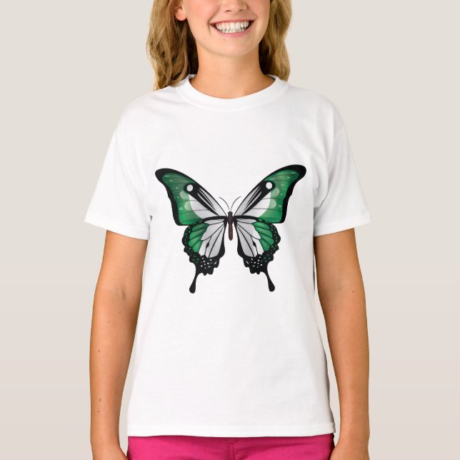 Nigeria Frack Butterfly Flag T-Shirt (Vorderseite)