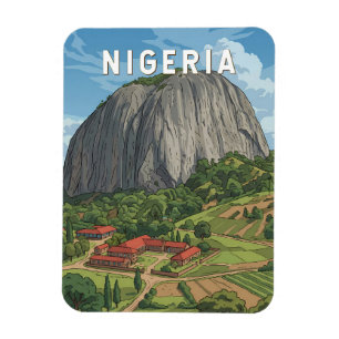 Nigeria Illustration Reise Kunst Vintage Magnet