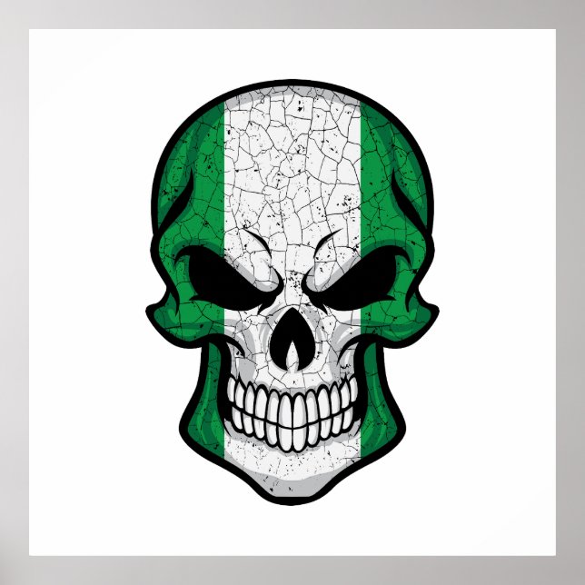Nigeria lächelt Schädelflagge Poster (Vorne)